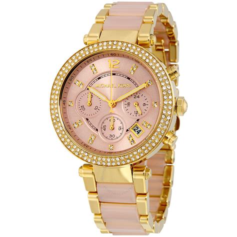 women pink mk watch.